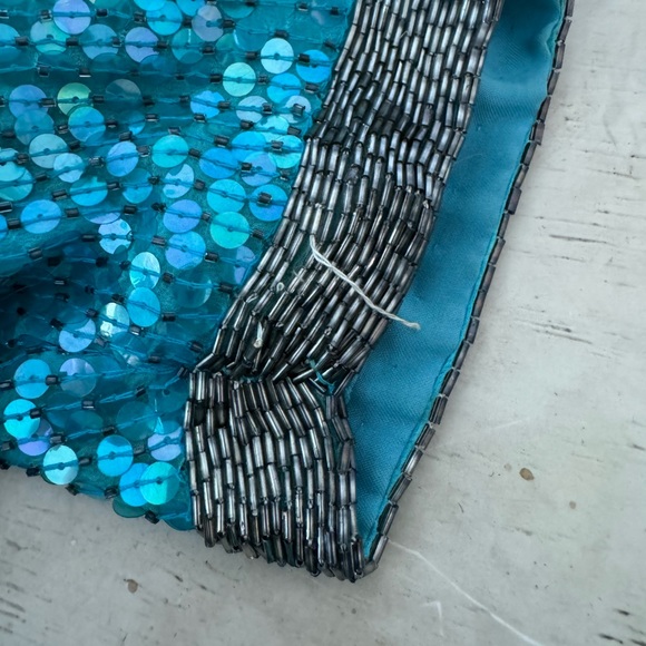 Vintage Stenay Turquoise Sequin Gown Mini Dress XS - Picture 7 of 15